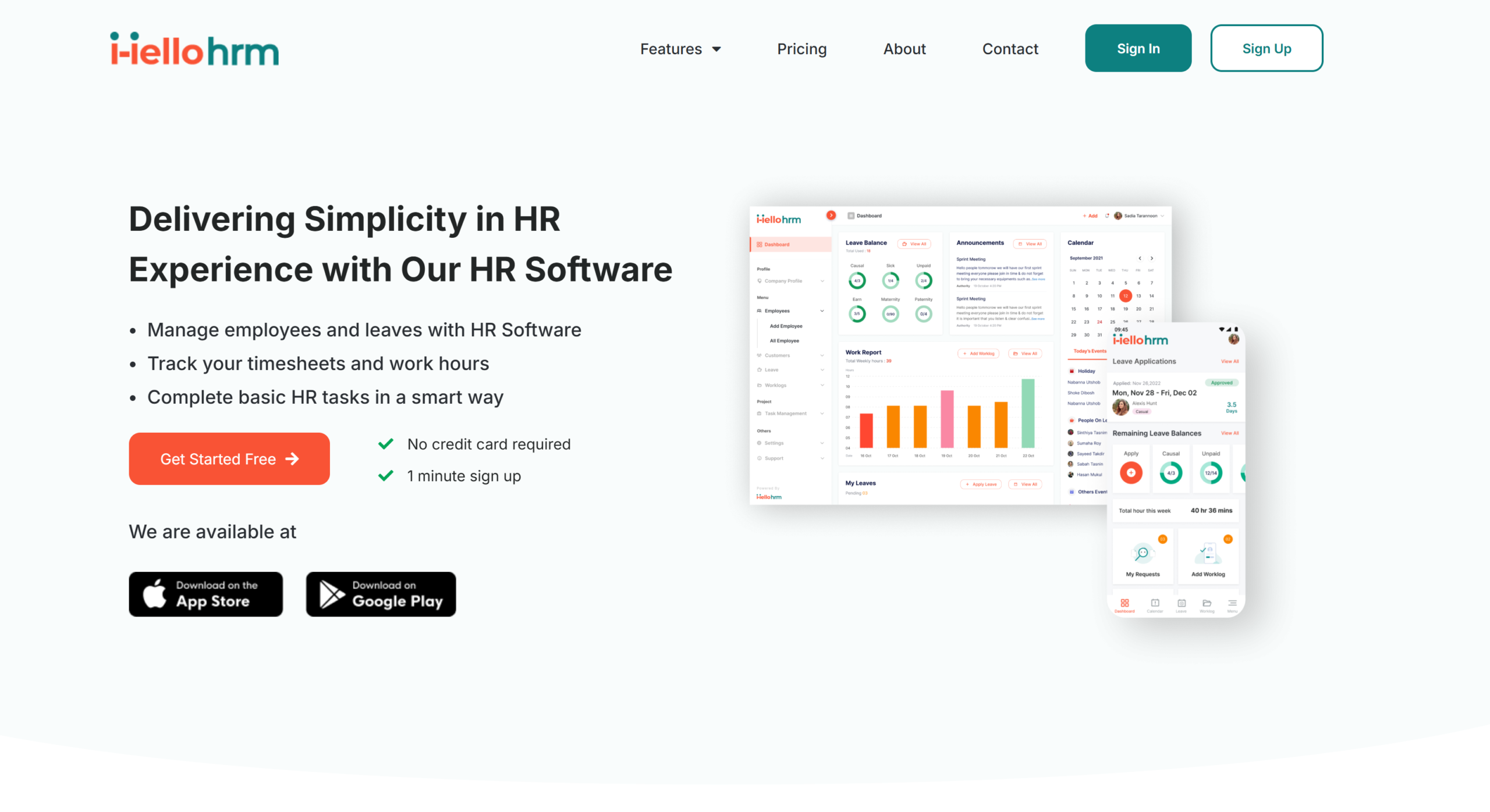 Screenshot placeholder for HelloHRM. The real screenshot is still to be supplied.
